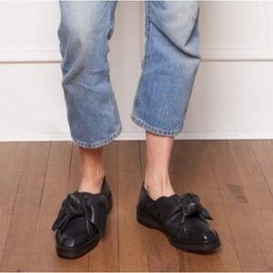 Miista Black Leather Knot Loafers